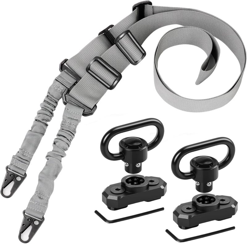 REERON Two Point Traditional Sling with Mounts - Adjustable Extra Long Two Point Traditional Sling with 2 Pack 1.25" QD Sling Rail Swivel Mounts for Mlock - Image 1